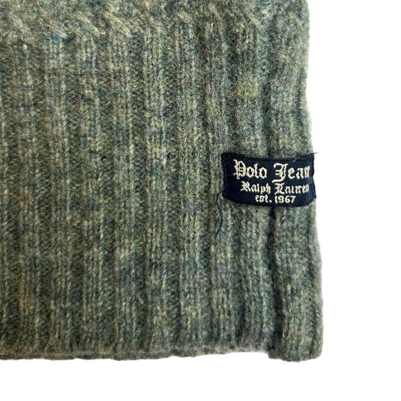 Vintage Polo Jeans Co Ralph Lauren MFG Cable Knit Wool Sweater Elbow Patch Large - Picture 5 of 11